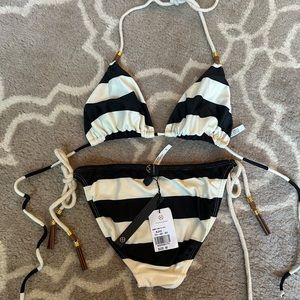 Vix Jambo black & white stripe bikini medium